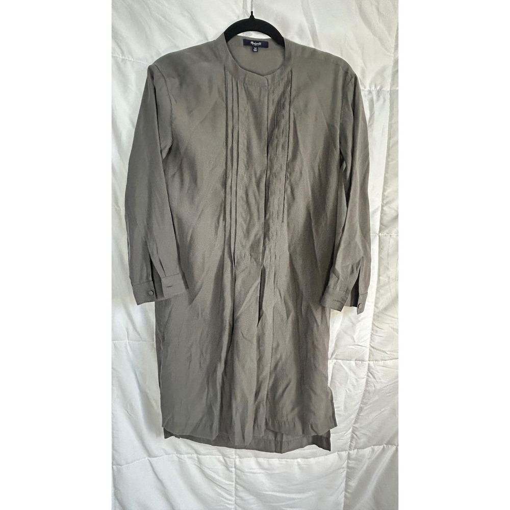Madewell 1937 Gray Pintuck Long Sleeve Tunic Shirt Dress XS